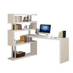 DE TODO Y MAS - Escritorio esquinero 120x80x125cm con estantes Chic Home