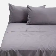 ROSEN - Sábana 144 Hilos Lisa Grafito 2 Plazas