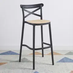 VENHOOUSE - Taburete Piso Bar O Terraza Apilable 76cm Crossback Danubio Negro