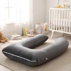 JAGIMA - Cojín Almohada Maternal Gris Pre Y Post Natal Funda Muy Suav Gris Claro Candado