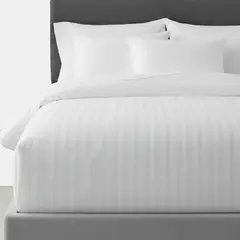 TEXTIL SUPER - FUNDA PLUMÓN 300 HILOS BLANCO LISTADO 2CM CON ALETA 1 PLAZA