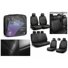 GENERICO - Set Fundas de Asiento Auto 5 Plazas Cuero Sintético PVC Negro Universal