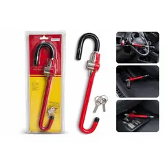 GENERICO - Traba Volante Antirrobo Tipo Bastón para Auto con Llaves de Seguridad Universal