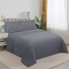 GENERICO - Juego De Sabanas De 200 Hilos Cama King + 2 Fundas - Gris - King