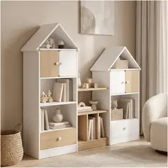 HOMER DESIGN - Librero Biblioteca Infantil Organizador Multiuso 123x24x127