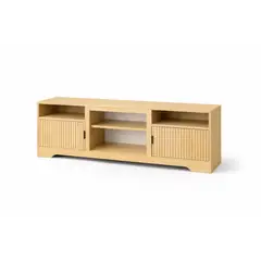 SPACE HOME - Rack TV 60 Pulgadas Madera Clara 140x30x52 cm Diseño Wave 2 Puertas