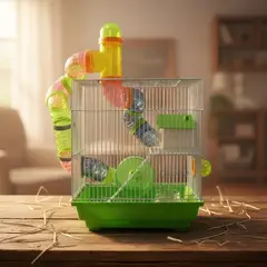 GENERICO - Jaula Hamster Bebedero Tuberia Comedero Rueda 2 Pisos Varios