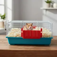 GENERICO - Jaula Hurion Raton Cuy Erizo Conejo 60x30x36 Premium Celeste Viajera