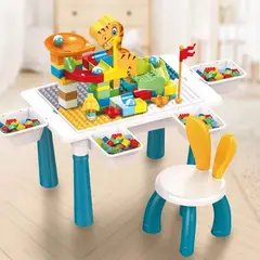 JAGIMA - Mesa Didactica De Bloques Construcción 104 Pcs + 1 silla
