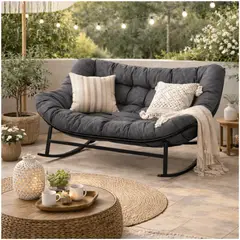 HOMER DESIGN - Sillon mecedor silla Mecedora Sitial dos cuerpo para jardín living