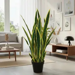 ARBUSTO REAL - Planta Artificial Lengua De Suegra Sansevieria 75 Cm/18 Hjs Verde