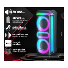 MASTER G - Altavoz RGB Con Microfono Karaoke Bluetooth 8”x2