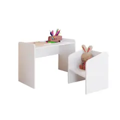 KIDSCOOL - Mesa Escritorio Con Silla Montessori Blanco