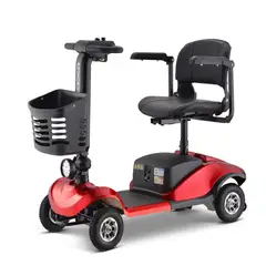 ONEDER - Silla Scooter Electrica Asiento Giratorio 360o Con Respaldo Rojo