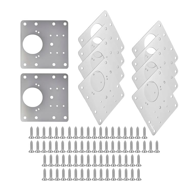 10u Placas Reparacion Bisagra Mueble Puerta Acero Inoxidable