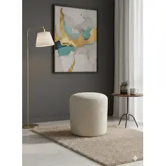 MUEBLES NEW - PUFF REDONDO BEIGE LINO