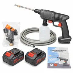 GENERICO - Pulverizadora Hidrolavadora Alta Presión Inalámbrica + 2 Baterías Negro 50 Hz/60 Hz