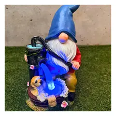 GENERICO - Estatua Duende Grifo de Agua Azul - Resina Luz Cálida IP65