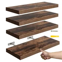 RIOVEO - Repisas Flotantes De Madera Premium Kit X4 40cm Premium