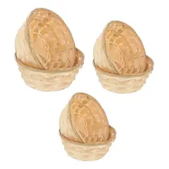 OEM - Pack 6 Cesta Panera Tejida Cesta De Pan Pascuas 20x9cm Beige_.