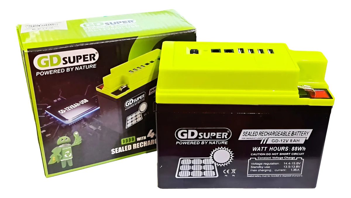 Batería Ciclo Profundo Qp Gel 12v 8ah X4 Usb Energía Solar 220090
