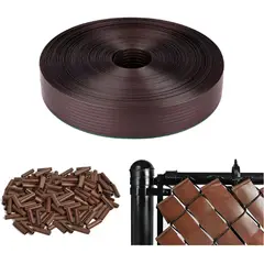 RIOVEO - Cinta Plástica Cubre Cercos 3 M2 Marron Incluye Broche 4.6cm