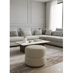 MUEBLES NEW - PUFF GIRATORIO BEIGE LINO