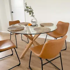 PANDALINO - Comedor Mesa Redonda Equiz 100cm + 4 Sillas Toscana