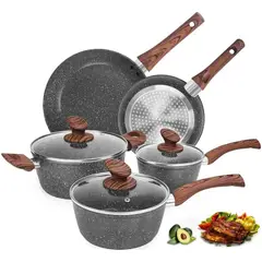 EVERSO - Juego De Ollas Y Sartenes Antiadherentes De Cocina 8 Piezas