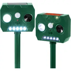 MOVI - Ahuyentador Solar Ultrasónico para Animales con Sensor de Movimiento y Luz LED Exterior Impermeable