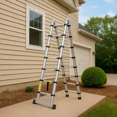 GENERICO - Escalera telescópica 2x8 peldaños aluminio 5m 150kg Cerram