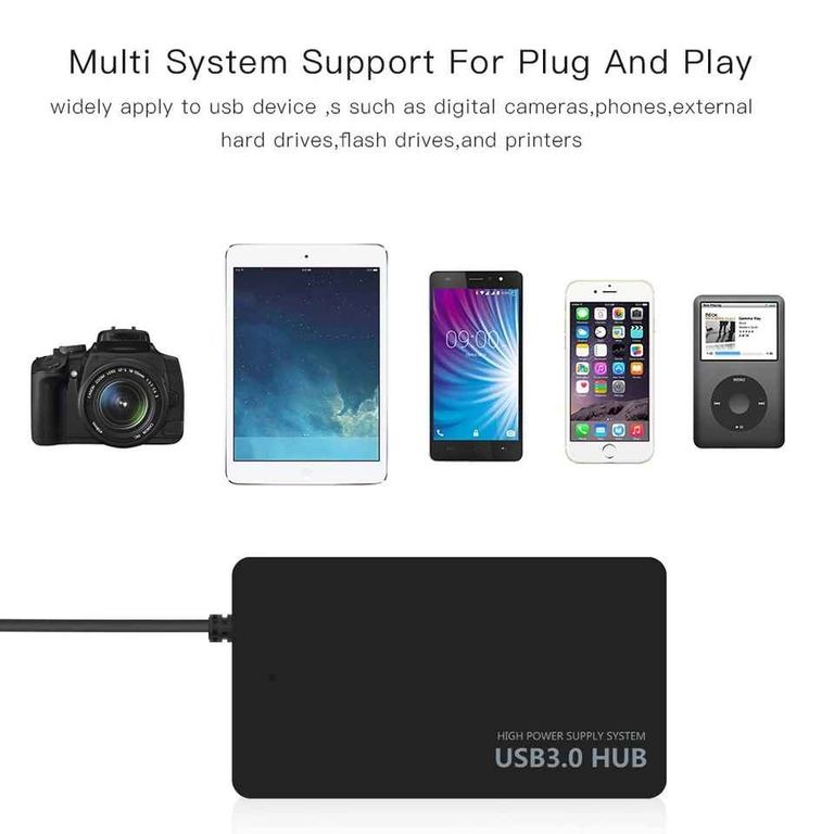 Adaptador concentrador de red multi USB 4 puertos de alta velocidad, expansor USB 3.0