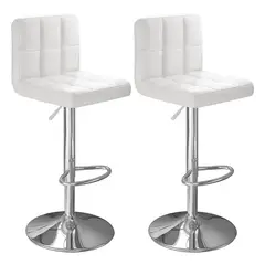 VIDITA - Pack 2 Silla Piso Bar Altura Regulable Taburete Bar Alto Con Respaldo Acolchado