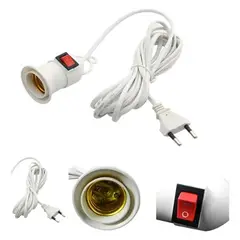 GENERICO - X10 Soquete E27 Con Interruptor Cable 5 Mts Enchufe C 009025 Blanco