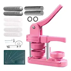 ATURE - Maquina De Chapitas Prensa Matriz De 58mm+100pcs Suministros Rosa