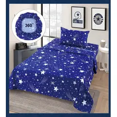 GENERICO - Juego de Sabanas 1.5 Plazas. 3 Piezas. Color Azul de Estrellas