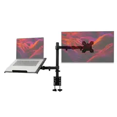 LEVO - Soporte Brazo Doble Monitor Notebook Escritorio Negro