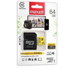 MAXELL - Memoria MicroSD 64GB Clase 10 High Speed UHS-1