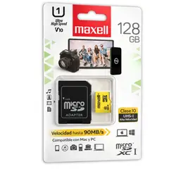 MAXELL - Memoria MicroSD 128GB Clase 10 High Speed UHS-1