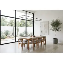 MUEBLES NATIVA - Comedor Mónaco 100x200 con 8 Sillas tapiz Crudo