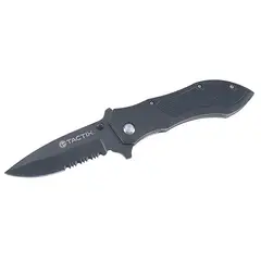 TACTIX - NAVAJA PLEGABLE HOJA NEGRA Y DENTADA