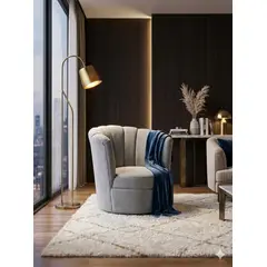 MUEBLES NEW - SITIAL FLOR GIRATORIO GRIS FELPA.