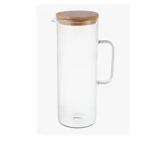 GENERICO - Jarra De Vidrio 1100 Ml Tapa Bambú Agua Te Caliente/frio