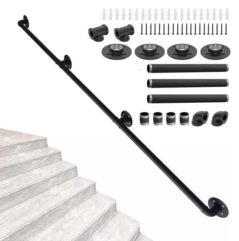 Barandilla De Hierro Estilo Industrial Para Pared 3m Negro Negro