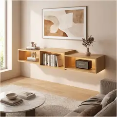 HOMER DESIGN - Rack Tv Flotante 120x28x15cm Con Luz Variable Pasacables