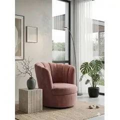 MUEBLES NEW - SITIAL FLOR GIRATORIO PALO ROSA FELPA.