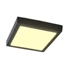 GENERICO - Foco Led 12w Cuadrado 17x17cm Negro Sobrepuesto Luz Cálida Estructura Blanco
