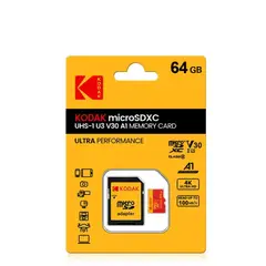 KODAK - Tarjeta de Memoria Micro SD XC 64 GB Clase 10 V30 para Camara,Telefono, PC