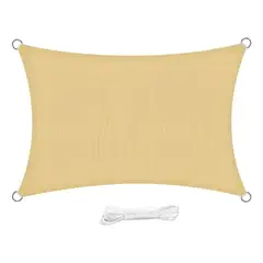 QUICKY - Toldo Terraza Malla Gruesa 6x6m Vela Sombra Rectangular Beige