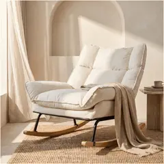 HOMER DESIGN - Sillon Mecedor Silla Mecedora Sitial Reclinable Tela Suave